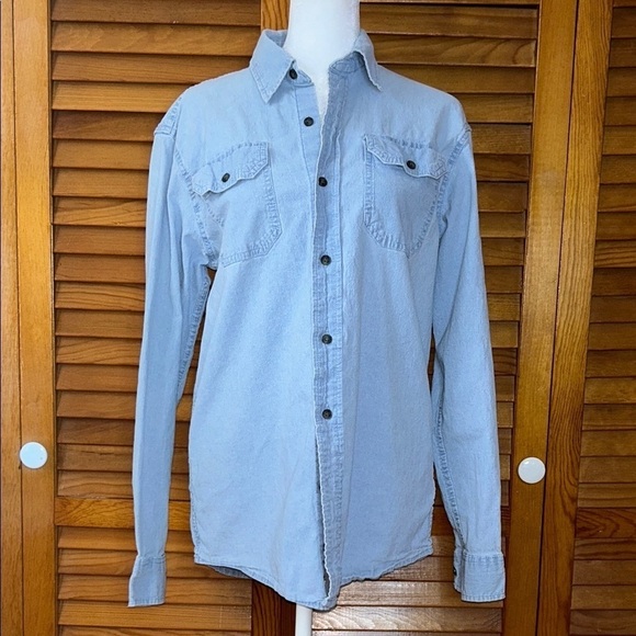 Wrangler Comfort Flex Light Blue Denim Shirt Size Medium - Picture 1 of 8